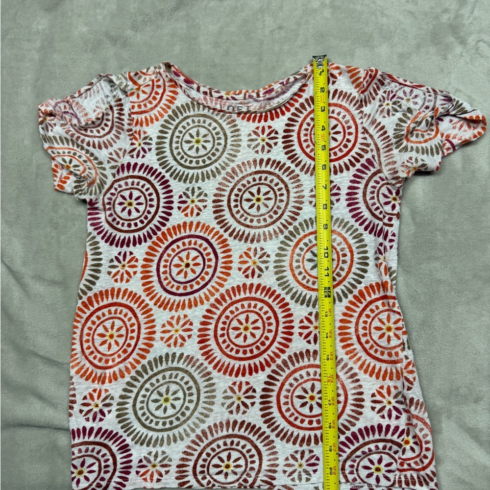 EUC LOFT Linen Size XS Multicolor Circular Pattern Top - Picture 6 of 12